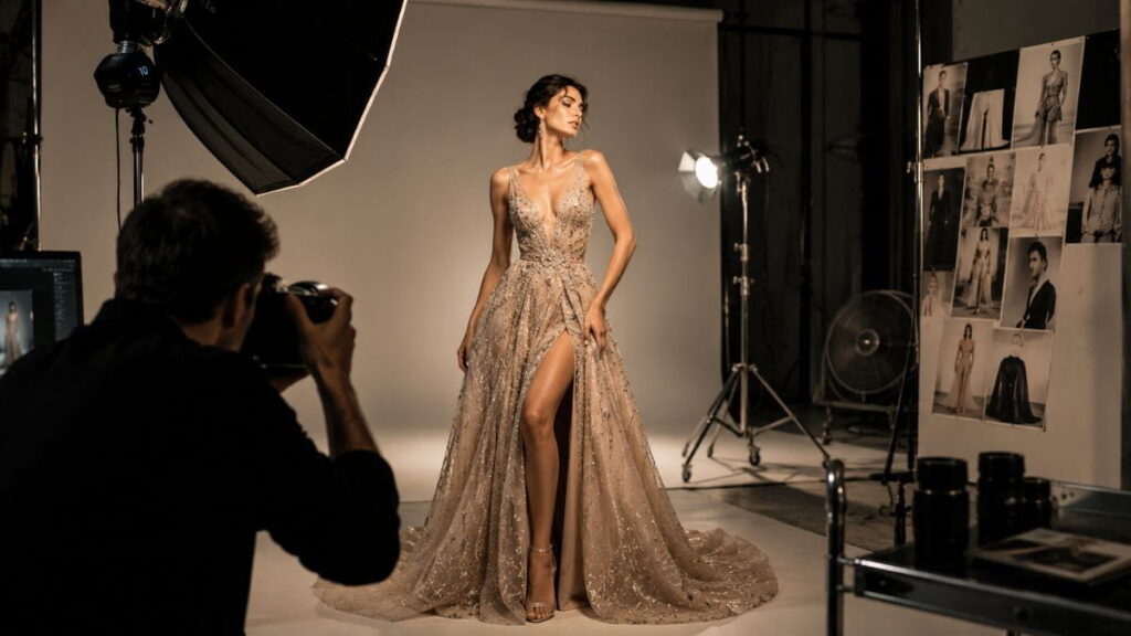 AI Fashion Photography Prompts camera settings