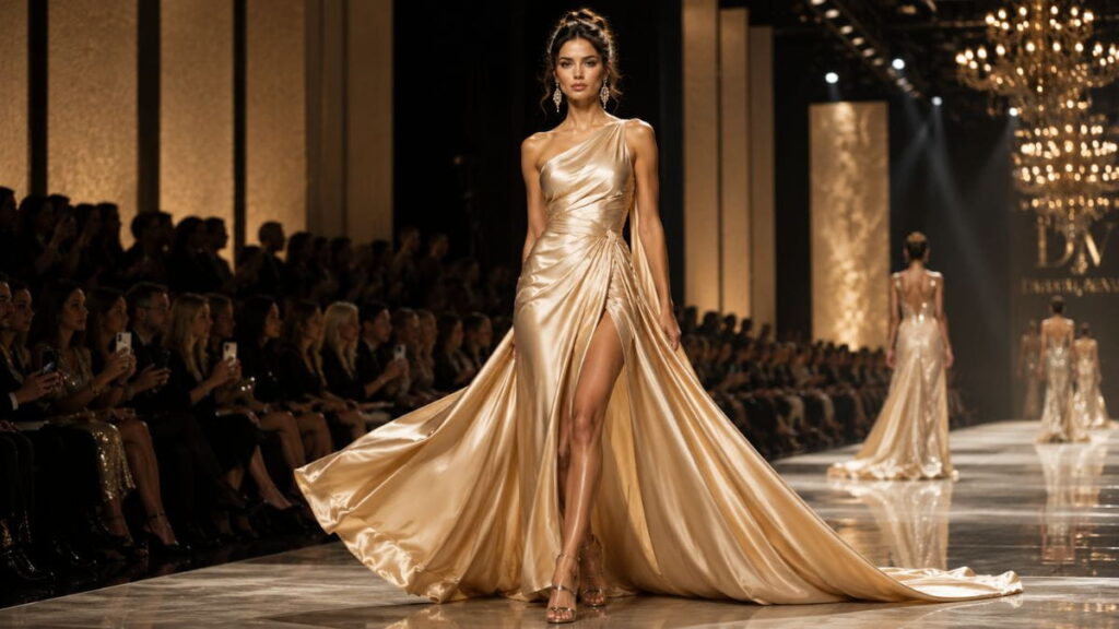 Luxury Silk Evening Gown AI Fashion Prompt