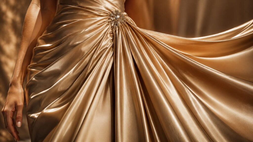 Luxury Silk Evening Gown AI Fashion Prompt Fabric Details