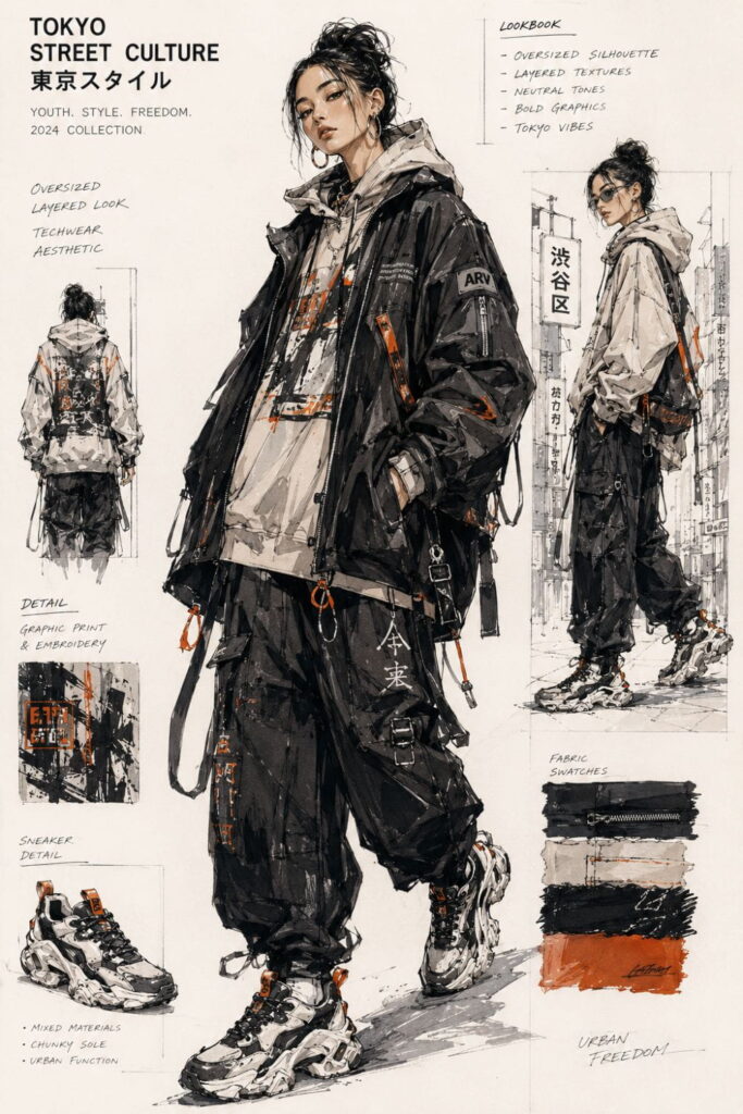 Streetwear AI Fashion Illustration Prompts Streetwear AI Fashion Illustration Prompts