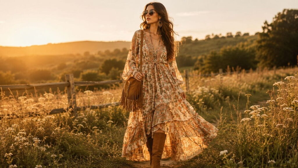 AI Vintage Fashion Prompts 1970s Bohemian Fashion