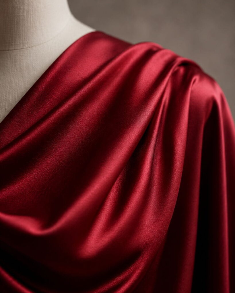 silk charmeuse fabric drape example for DALL-E fashion prompts