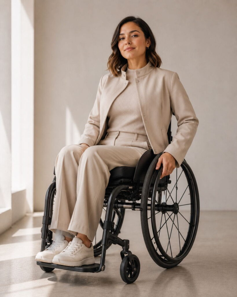 Adaptive Fashion AI Fashion Prompts AI Fashion Prompts for Every Body Type showing adaptive fashion AI-generated model.