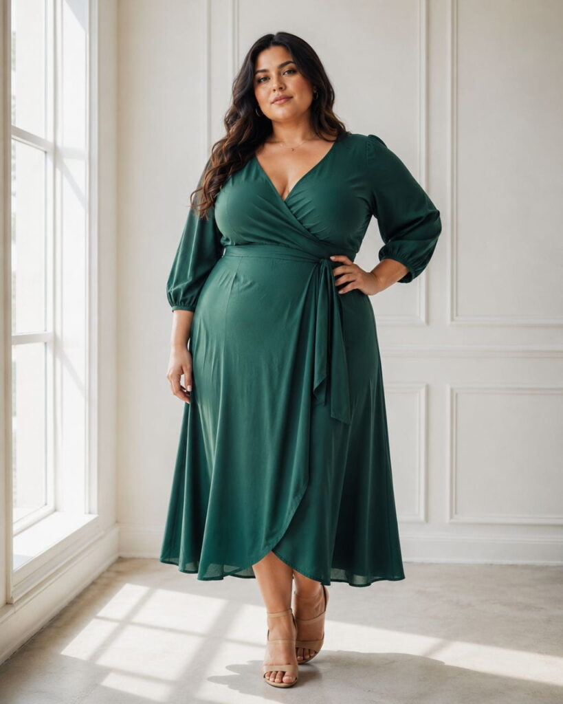 AI Fashion Prompts for Every Body Type showing curvy and plus-size AI Fashion Prompts for Every Body Type showing curvy and plus-size AI-generated fashion model.