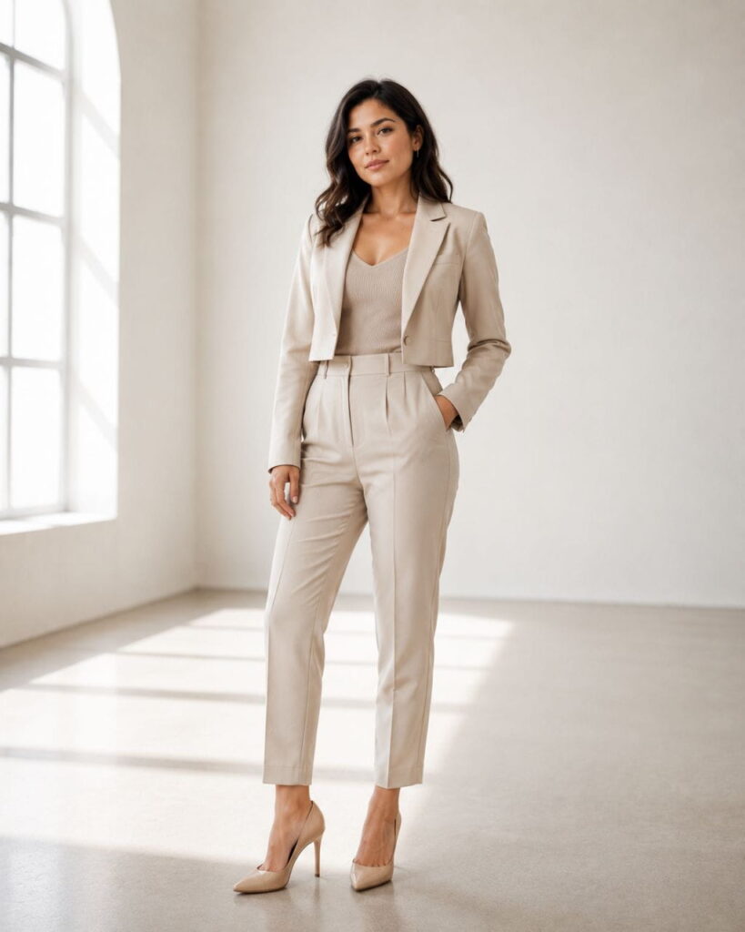Petite Frame AI Fashion Prompts AI Fashion Prompts for Every Body Type featuring petite AI-generated fashion model.