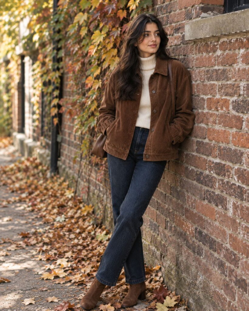 	affordable fall fashion photoshoot outfit made from thrifted pieces