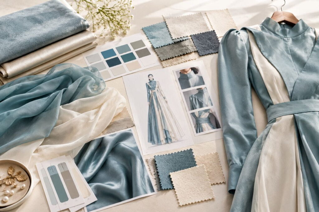 Lock Down Colour and Fabric AI fashion design prompts colour and fabric selection