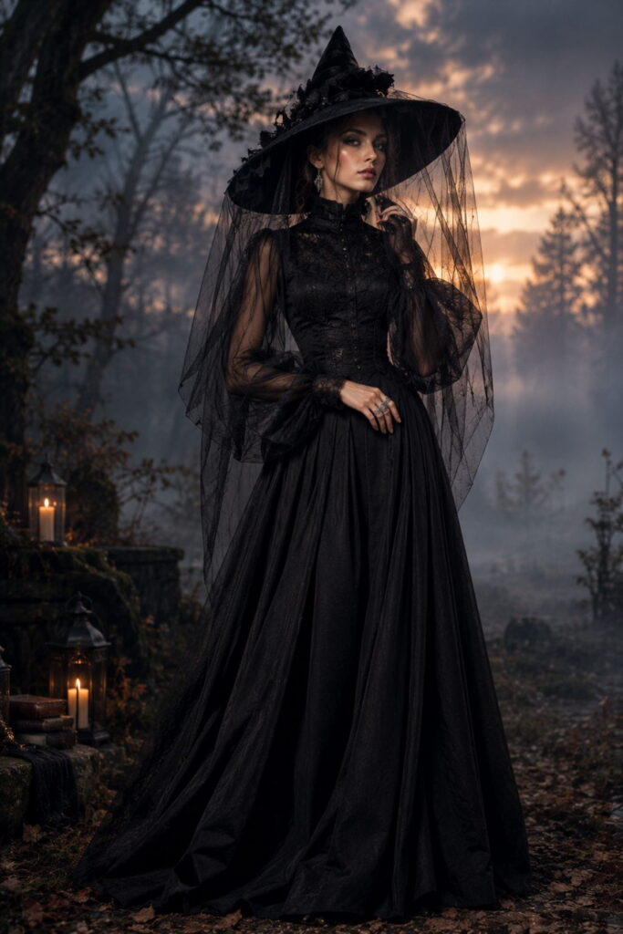 Zombie Bride Halloween Outfit Halloween outfit AI prompts idea: stylish zombie bride in a tattered ivory gown